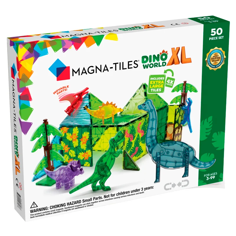 Magna-Tiles Baumagneten, Dino World XL - 50 Teile