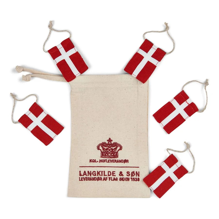 Langkilde & Søn pynteflag, 5 stk Dannebrog