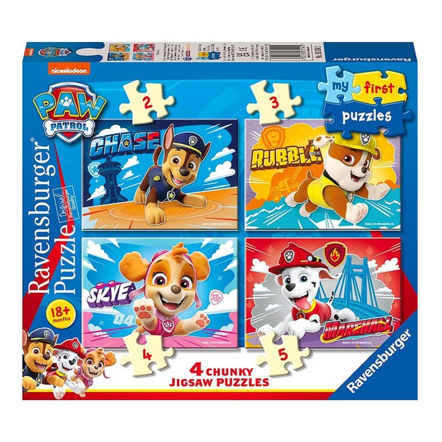 Paw Patrol Mit første puslespil 2,3,4 og 5 brikker