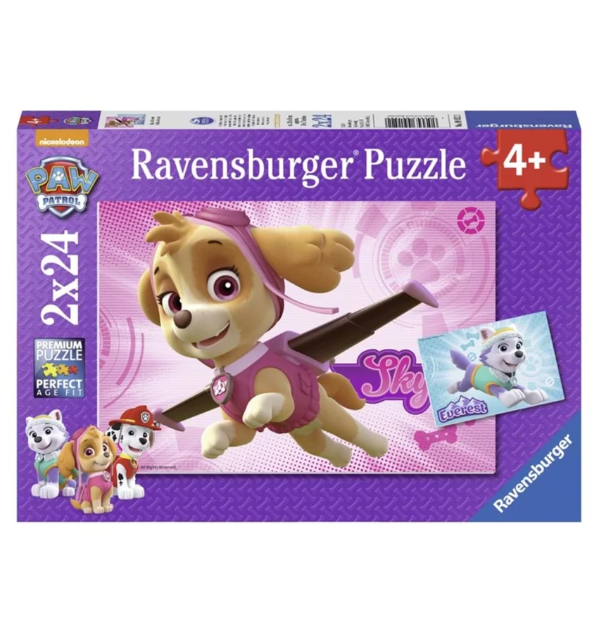 Paw Patrol, Skye og Everest puslespil 2-i-1, 24 brikker