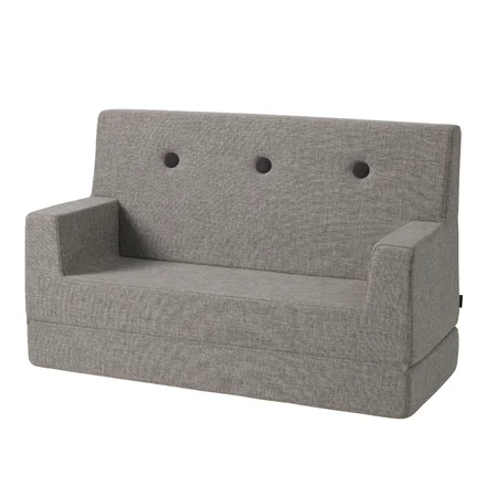 KK Kindersofa soft, multigrau mit dunkelgrauen Knöpfen, byKlipKlap