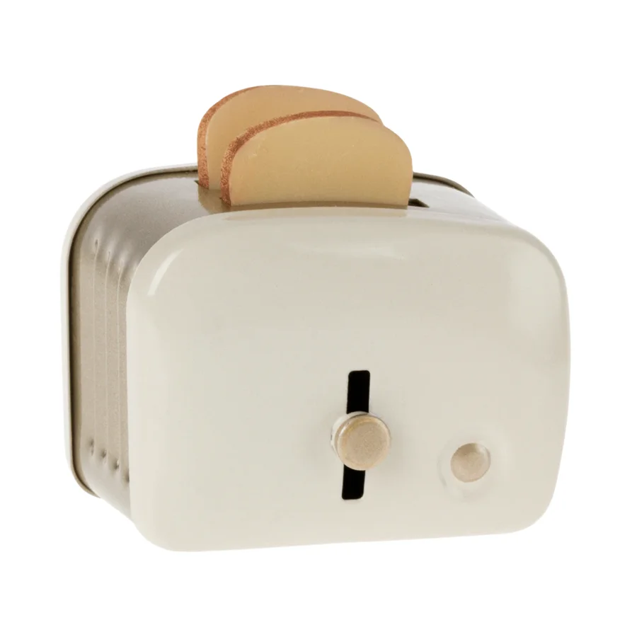 Maileg miniature toaster og brød, off-white