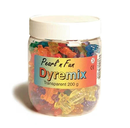 Dyremix perler i bøtte, transparent