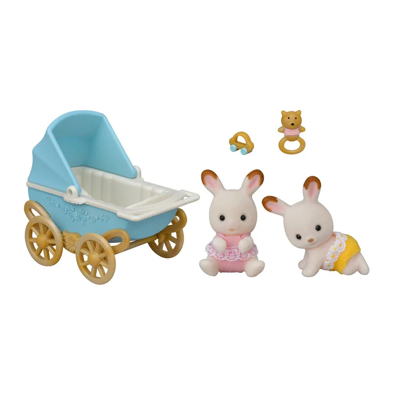 Sylvanian Families, chokoladekanin tvillingerne barnevogn