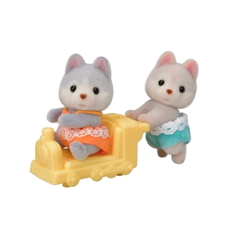 Sylvanian Families, husky tvillinger m. lokomotiv