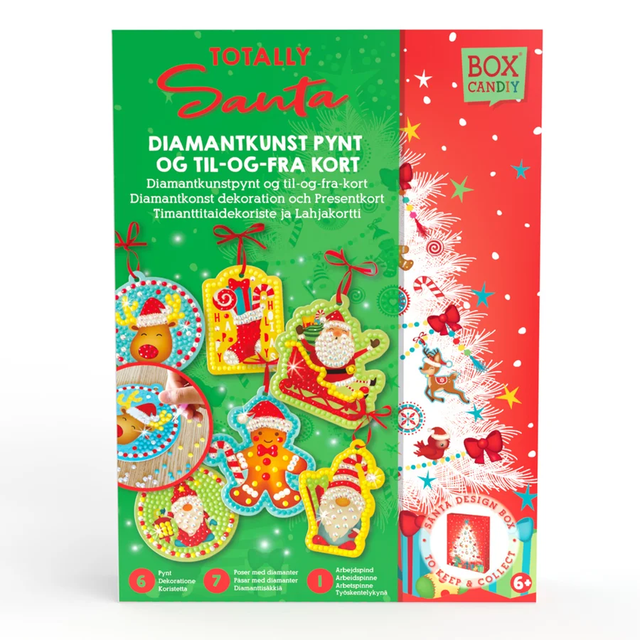 Box Candiy diamond art pynt og til-og-fra kort, totally santa