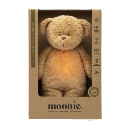 Moonie Organic Humming Bjørn med lampe, Cappuccino natur