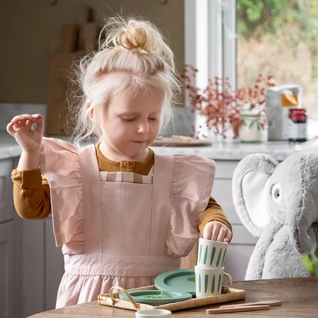 Sebra børneforklæde m/kokkehue, dusty pink