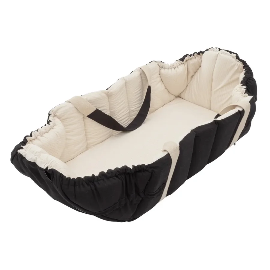 Copenhagen Colors Økologisk babylift og legetæppe, black w. cream solid stripe