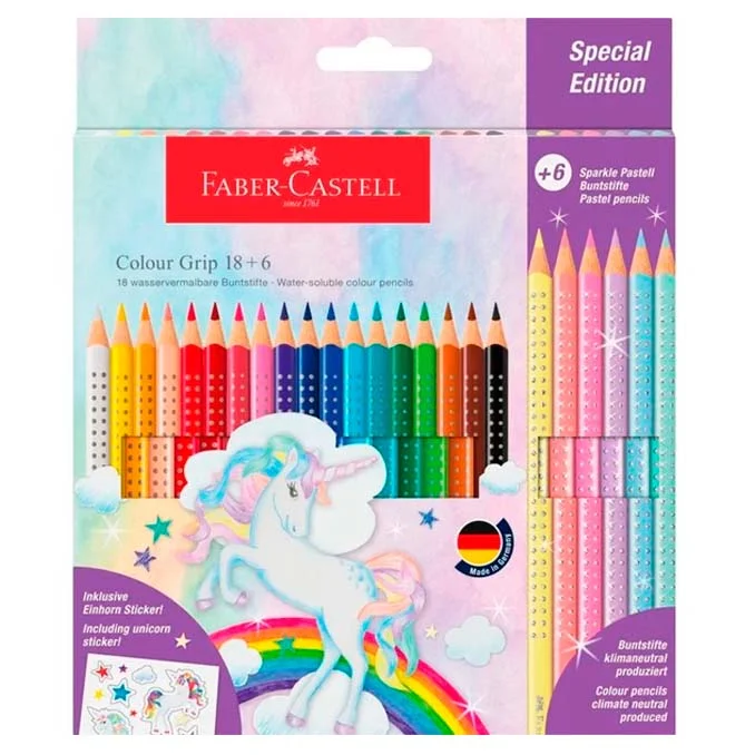 Faber-Castell grip farveblyanter, unicorn 18 + 6