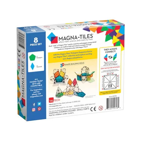 Magna-Tiles byggemagneter Polygons, clear - 8 dele