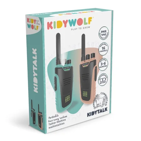 Kidywolf walkie talkie-sæt, nude/cyan