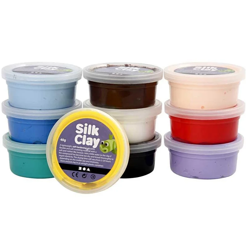 Silk Clay 10 x 40 gram, basis farver