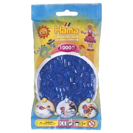 Hama perler 1000 stk neon blå transparent, frv 36