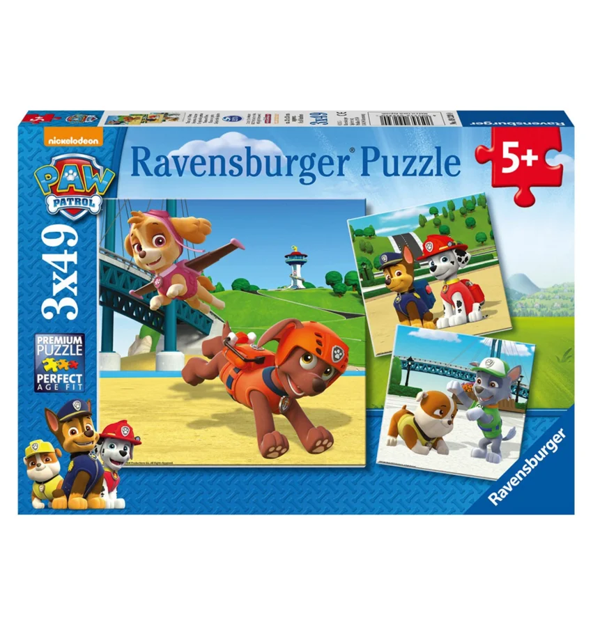 Paw Patrol puslespil 3-i-1, 49 brikker