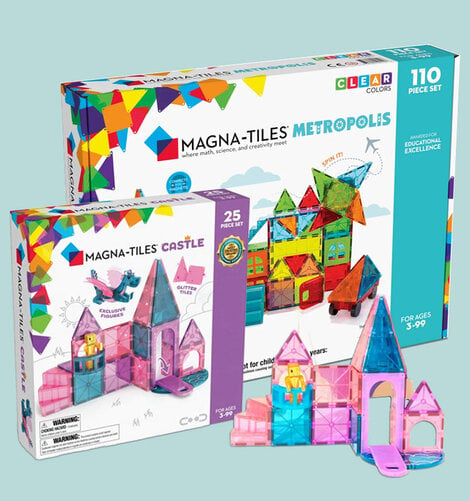 To æsker med magna tiles