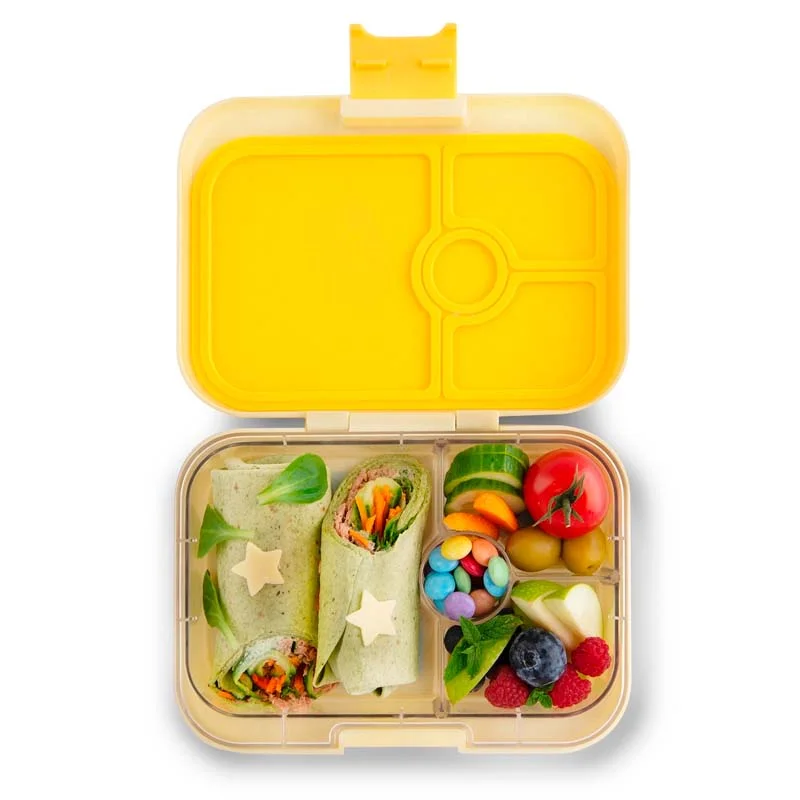 Yumbox Panino madkasse m. 4 rum, Sunburst Yellow - Panda tray