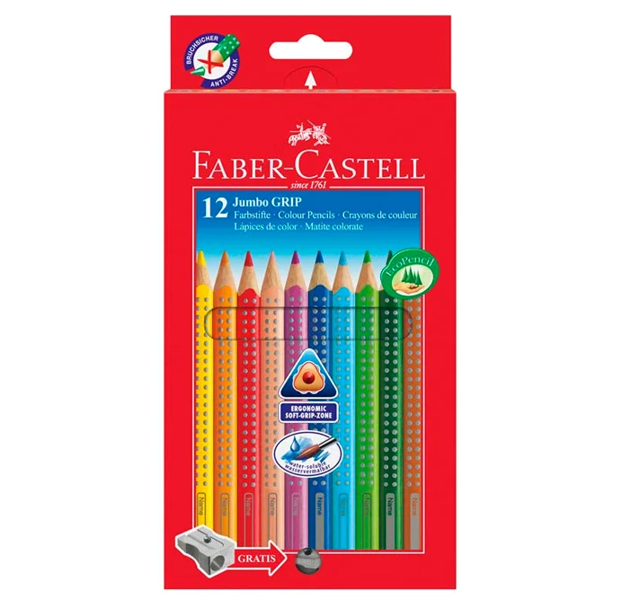 Faber-Castell jumbo grib akvarel farveblyanter, 12 stk