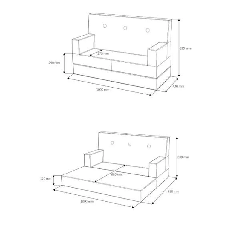 by KlipKlap KK Kids Sofa, soft rose