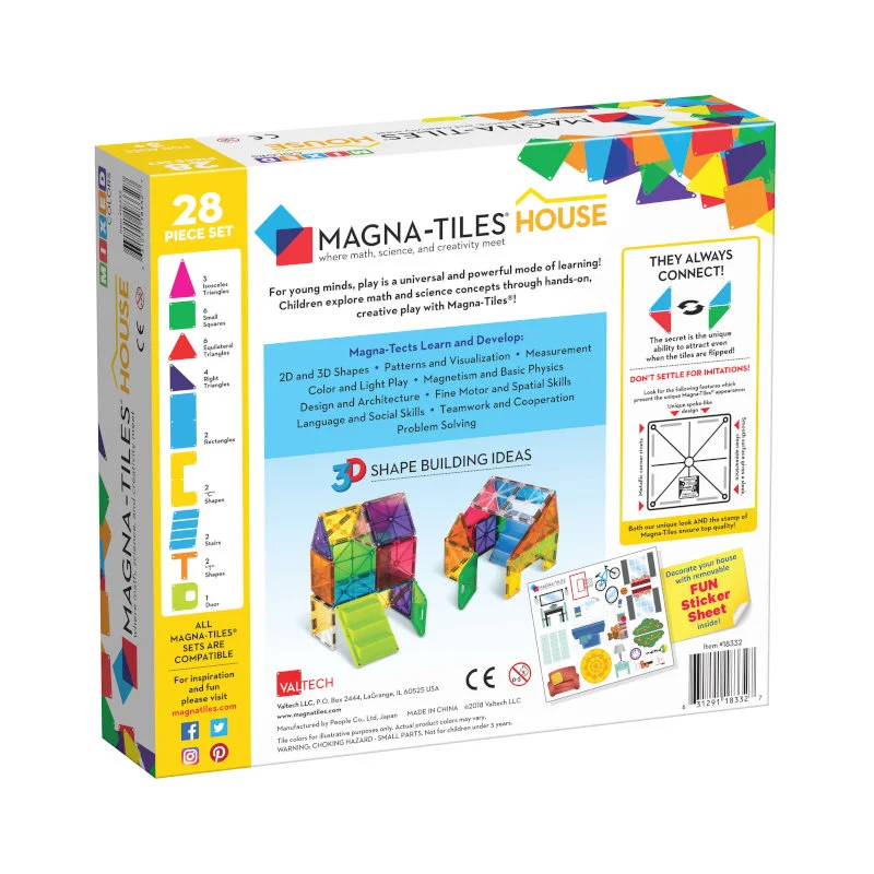 Magna-Tiles byggemagneter, House clear - 28 dele