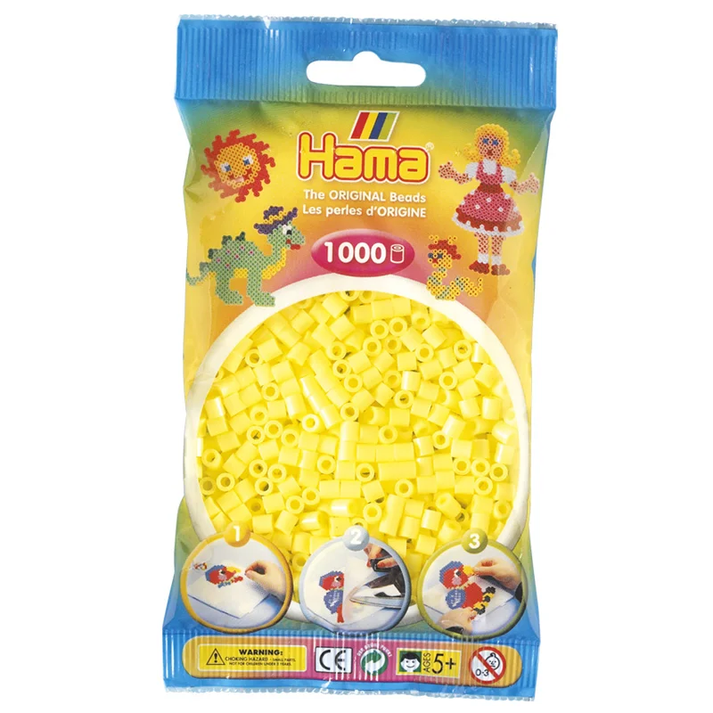 Hama perler 1000 stk pastel gul, frv 43