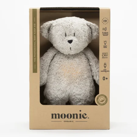 Moonie Organic Humming Bjørn med lampe, grey natur