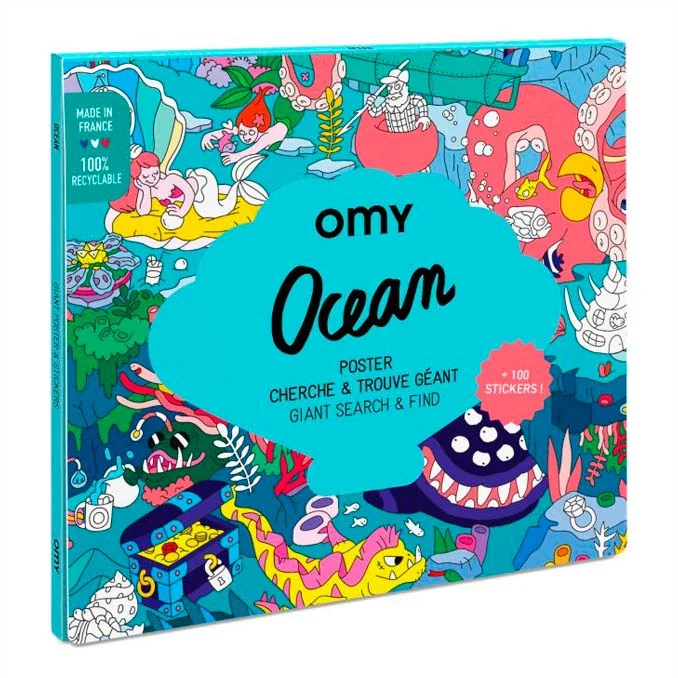 OMY Gigant plakat med stickers, ocean