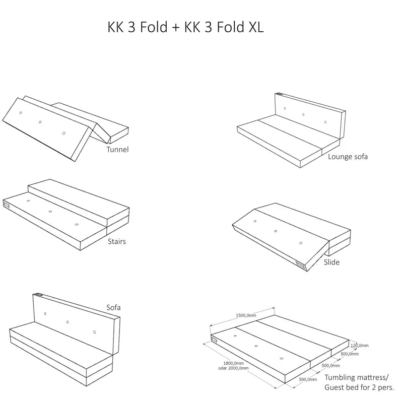 by KlipKlap 3-fold madras, 200 cm brun med sand knapper