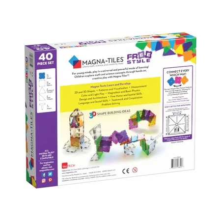 Magna-Tiles byggemagneter FreeStyle, clear - 40 dele