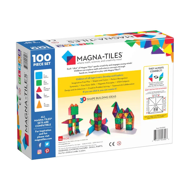 Magna-Tiles byggemagneter, clear - 100 dele