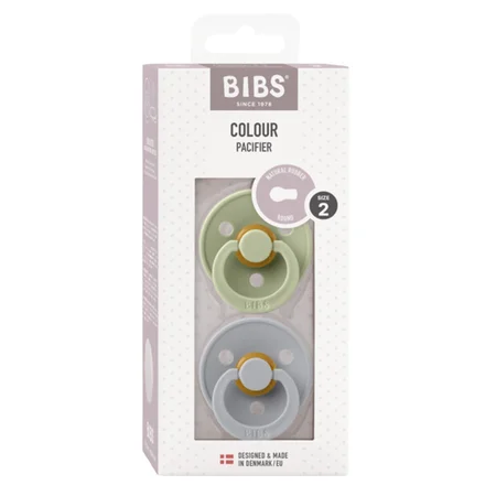 BIBS 2-pak rund sut str 2 sage/cloud