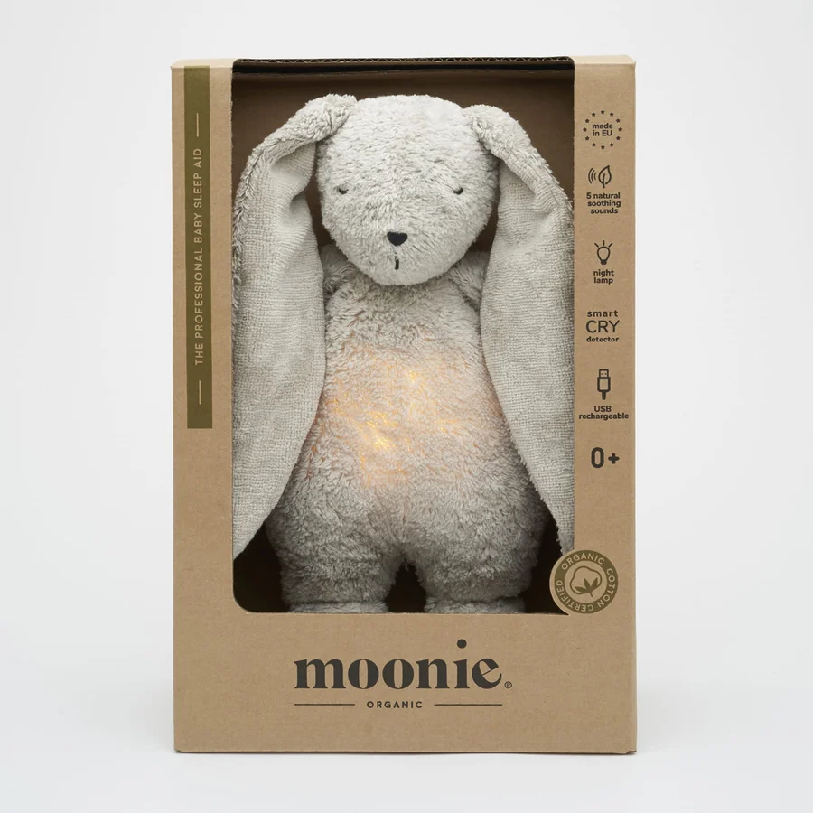 Moonie Organic kanin med lampe, grey natur