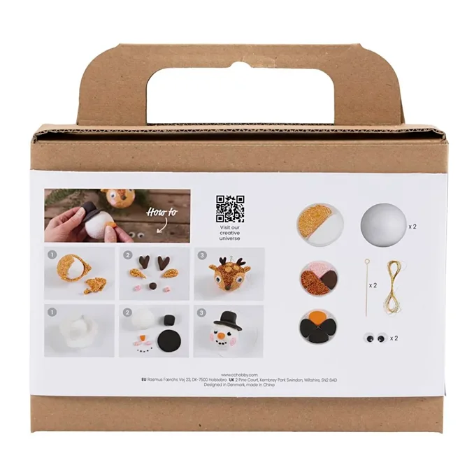 Creativ Company mini DIY kit, julekugler - rensdyr og snemand