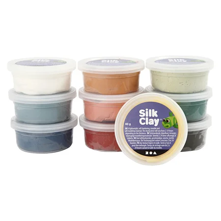 Silk Clay 10 x 40 gram, støvede farver