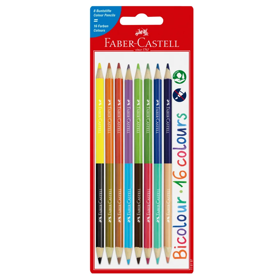 Faber-Castell 2 farvede farveblyanter, 16 farver