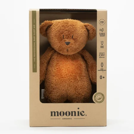 Moonie Organic Humming Bjørn med lampe, caramel natur