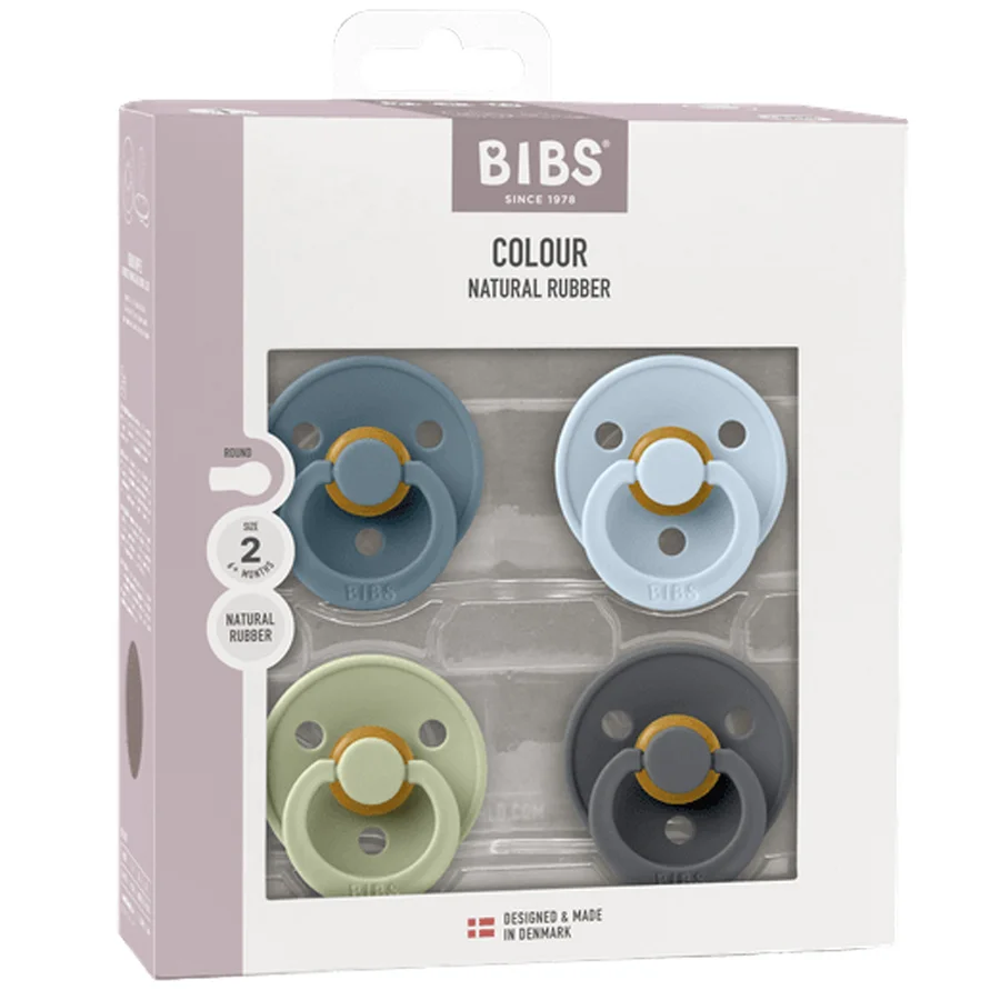 Bibs 4-pak rund sut, str 2 - petrol/sage/baby blue/iron