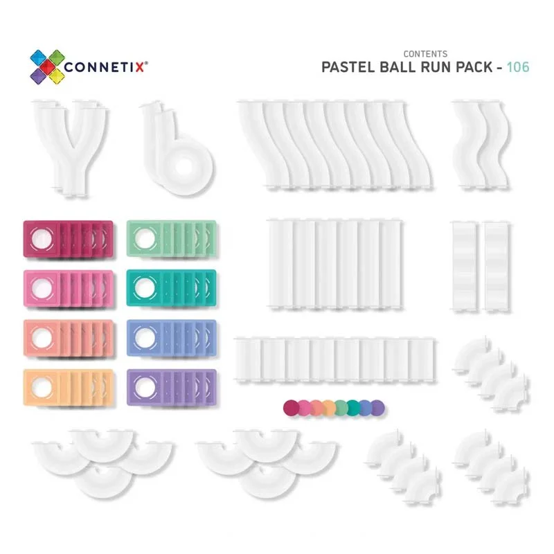 Connetix byggemagneter, Pastel kuglebane - 106 dele