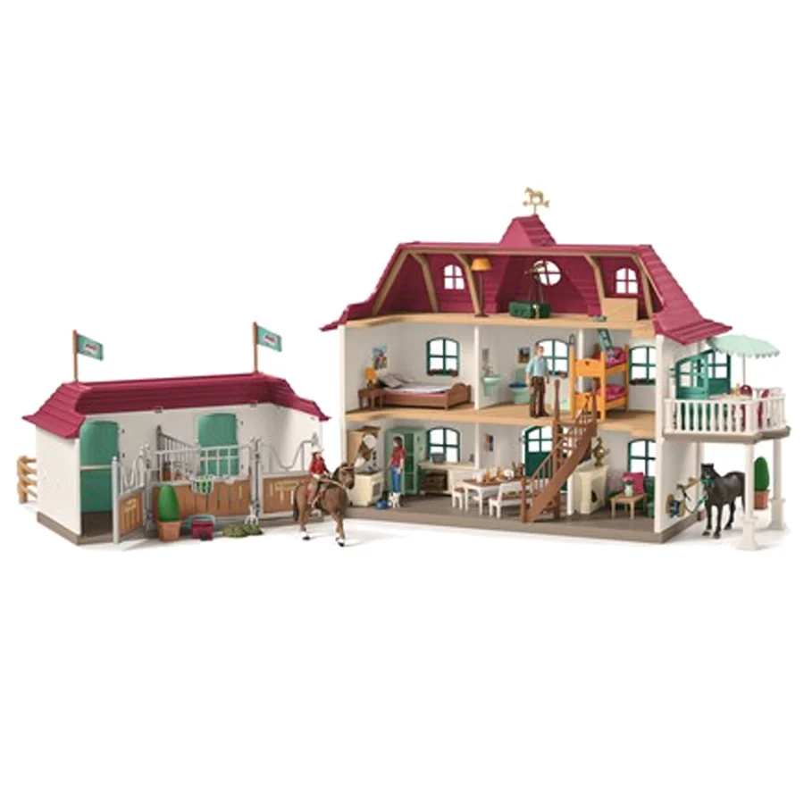 Schleich stor hestestald og hus