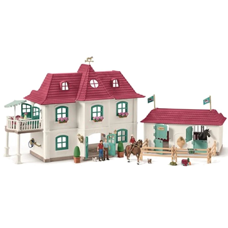 Schleich stor hestestald og hus