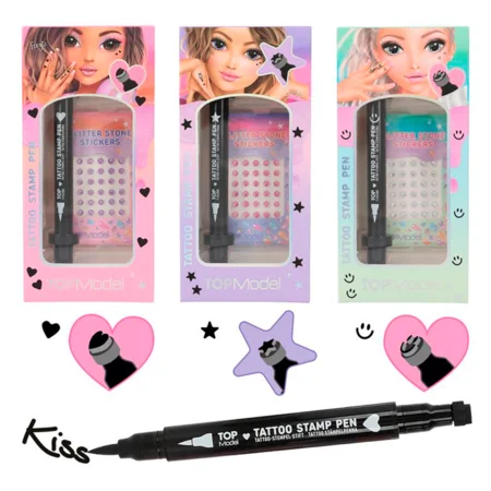 TOPModel Tattoo pen m glitter sten, Beauty and me - asst farver