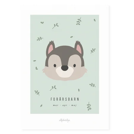 Alfabetdyr plakat, Forårsbarn - A3