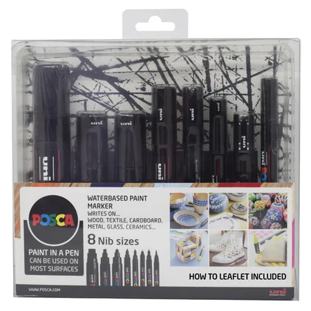Posca marker sæt, 8-pak ass. - sort