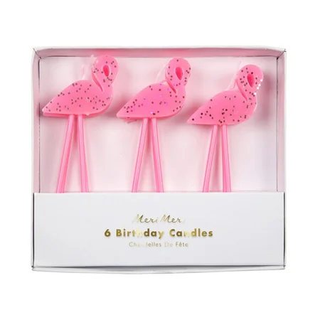 Meri Meri flamingo lys, 6 stk
