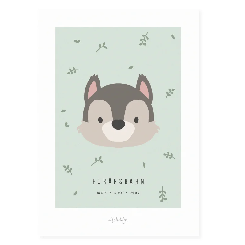 Alfabetdyr plakat, Forårsbarn - A3