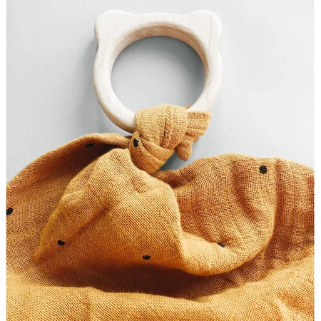 Liewood Beißring mit Tuch, classic dot mustard