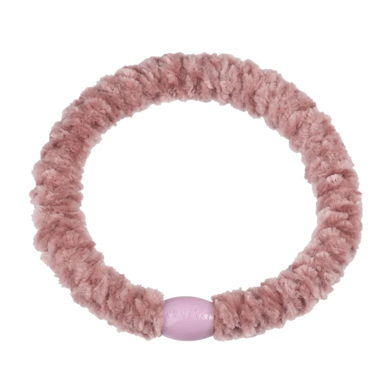 Kknekki velvet hårelastik, Dusty Rose