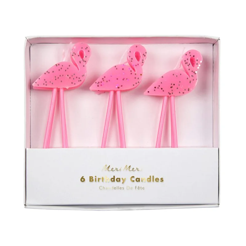 Meri Meri flamingo lys, 6 stk