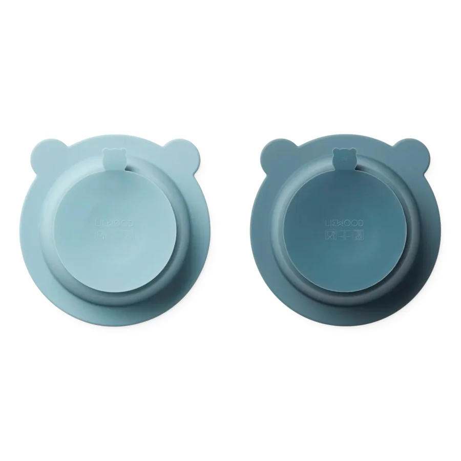 Liewood 2er-Set Silikon-Schale, sea blue/whale blue