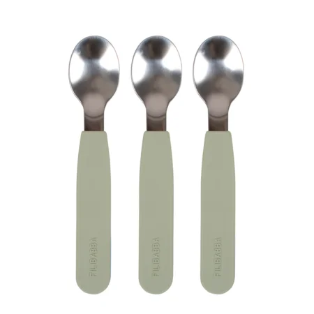 FILIBABBA Silikon-Löffel 3er-Set, green